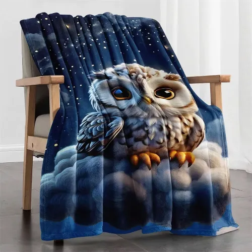 Cartoon Owl Print Blanket