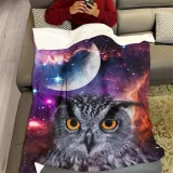 Galaxy Owl Print Fleece Blanket