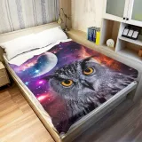 Galaxy Owl Print Fleece Blanket