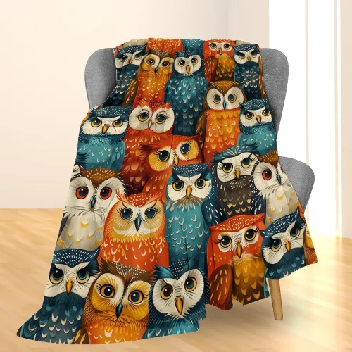 Cartoon Owls Throw Blanket