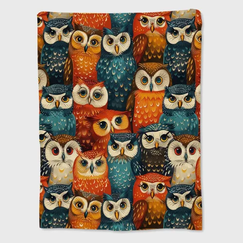 Cartoon Owls Throw Blanket