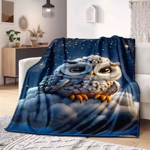 Cartoon Owl Print Blanket
