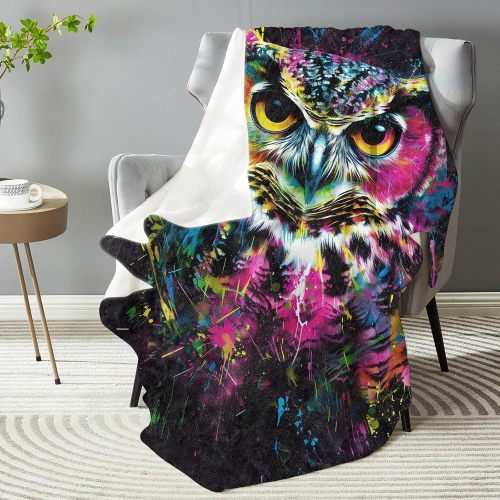 Colorful Owl Print Blanket