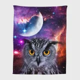Galaxy Owl Print Fleece Blanket