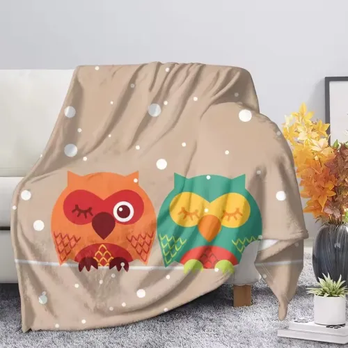 Cartoon Owl Couples Blanket