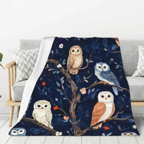 Owls On The Tree Print Blanket