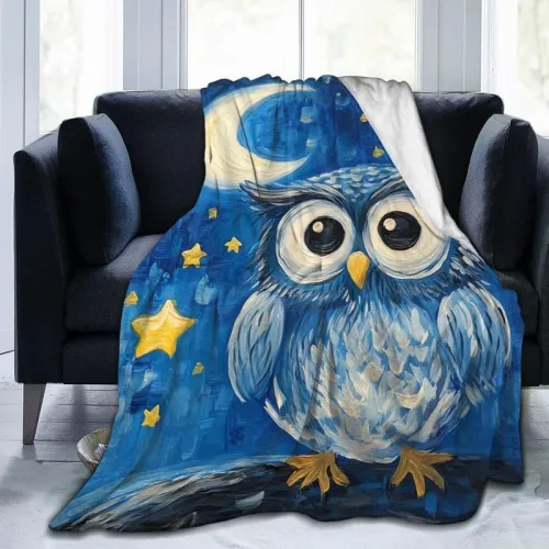 Moon Star Owl Throw Blanket