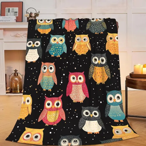Owl Print Flannel Blanket