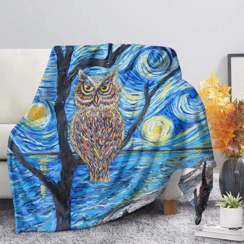 Owl Drawing Print Blanket