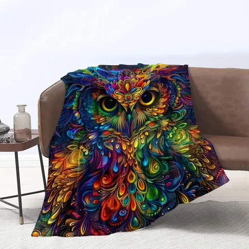 Colorful Owl Plush Blanket
