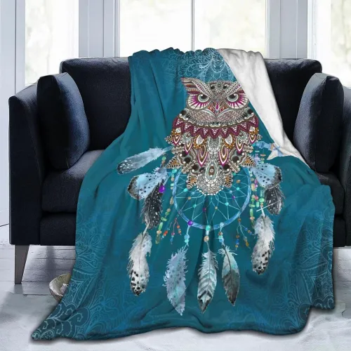 Owl Dreamcatcher Plush Blanket