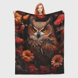 Floral Owl Plush Blanket