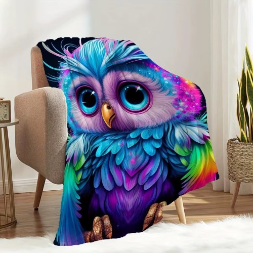 Colorful Owl Print Blanket