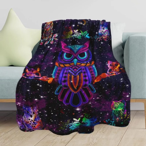 Galaxy Owl Print Blanket