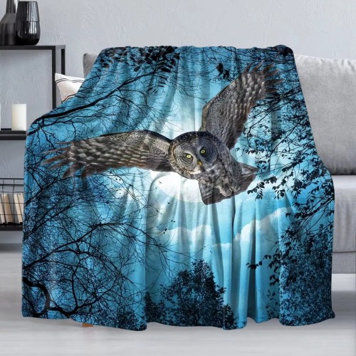 Flying Owl Print Blanket