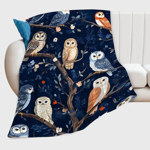 Owls On The Tree Print Blanket