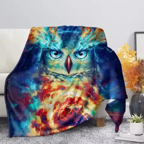 Galaxy Owl Print Blanket