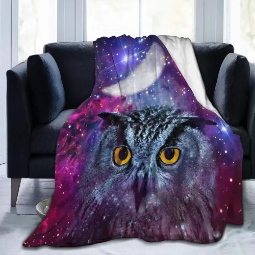 Galaxy Owl Print Fleece Blanket
