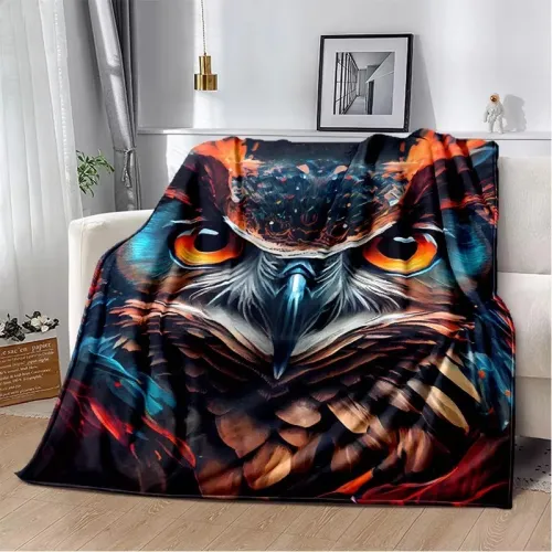 3D Owl Face Print Blanket