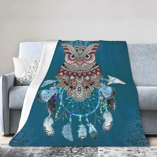 Owl Dreamcatcher Plush Blanket