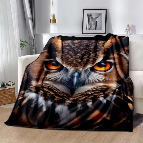 3D Owl Face Print Blanket