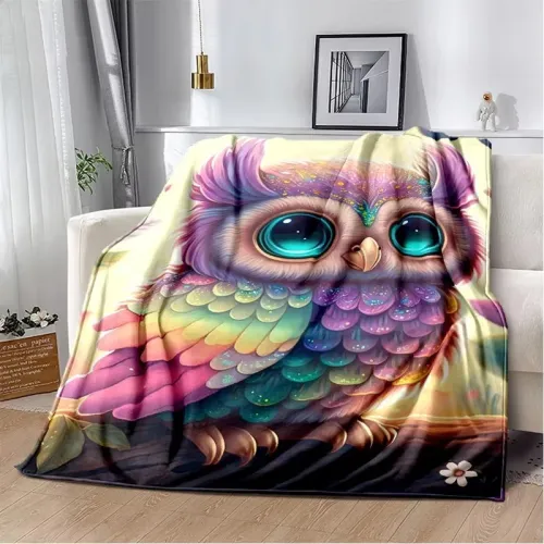 Kawaii Kids Owl Print Blanket