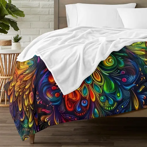 Colorful Owl Plush Blanket
