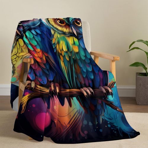 Couple Owl Print Plush Blanket