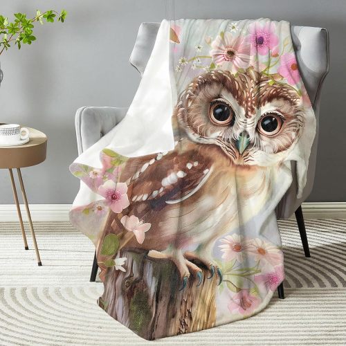 Floral Owl Plush Blanket