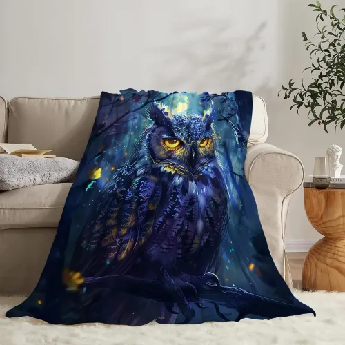 Owl Fleece Throw Blanket