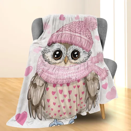 Cozy Owl Print Plush Blanket