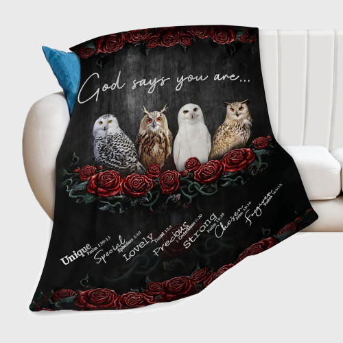 God Says You Are Owl Plush Blanket