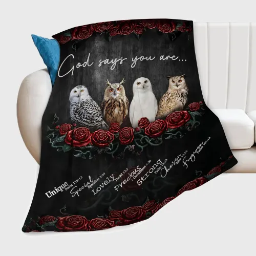 God Says You Are Owl Plush Blanket