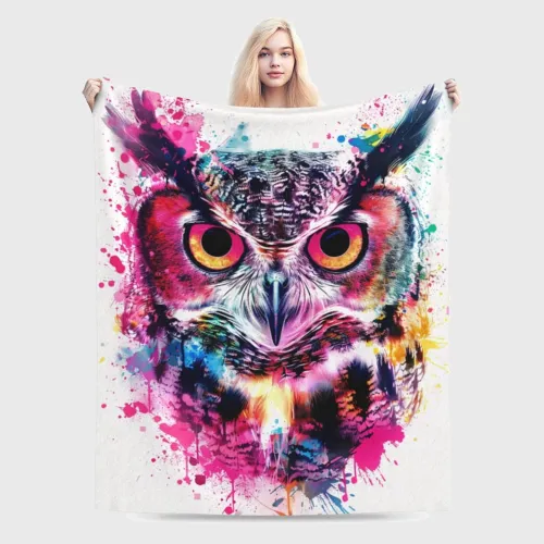 Colorful Owl Plush Blanket