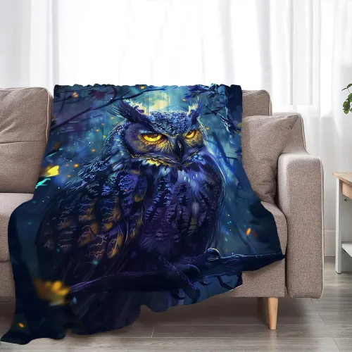 Owl Fleece Throw Blanket