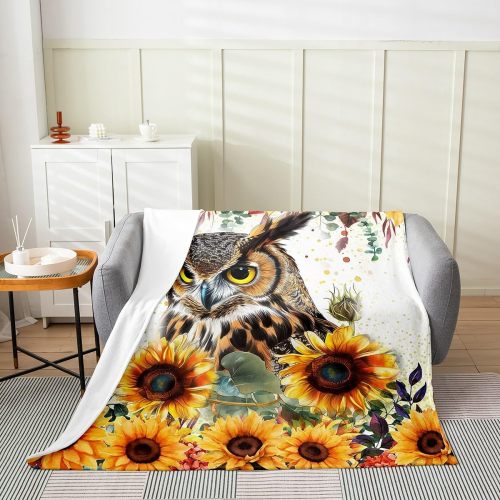 Sunflower Owl Fleece Blanket
