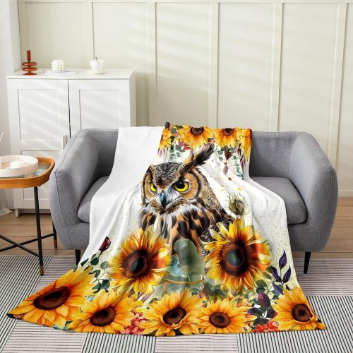 Sunflower Owl Fleece Blanket
