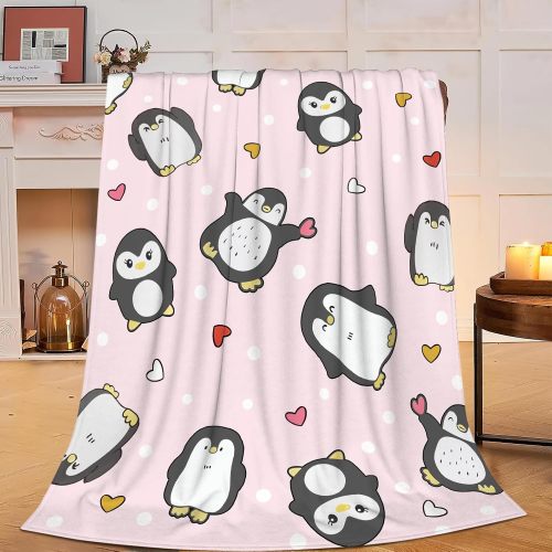 Pink Penguin Plush Blanket