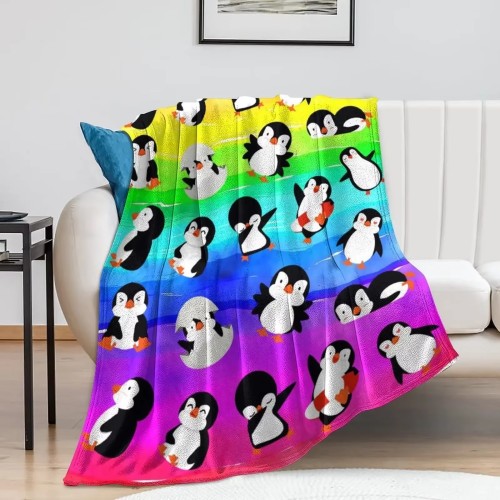 Kids Cute Penguins Fleece Blanket