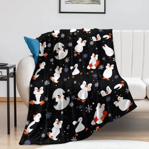 Kids Cute Penguins Fleece Blanket