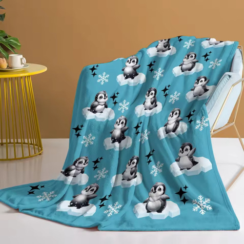 Snowflakes Baby Penguin Print Blanket