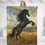 Black Horse Pattern Plush Blanket