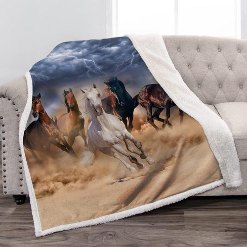 Galloping Horses Plush Blanket
