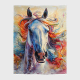 Colorful Horse Plush Blanket