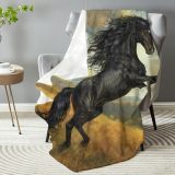 Black Horse Pattern Plush Blanket