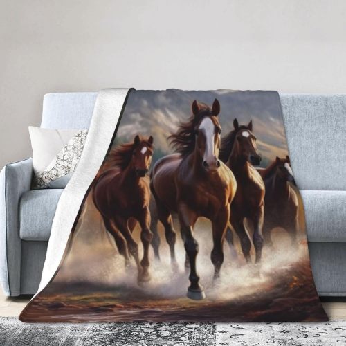 Galloping Horses Plush Blanket