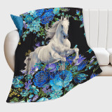 Blossoms Horse Print Plush Blanket