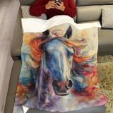Colorful Horse Plush Blanket