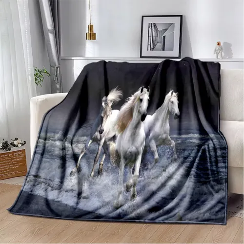 White Horse Packs Plush Blanket