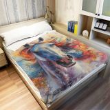 Colorful Horse Plush Blanket
